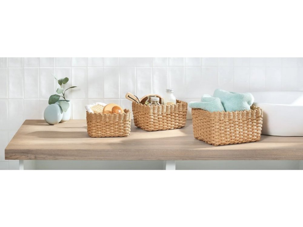 LIVARNO home sada úložných košíků - hranaté, 3dílná souprava 