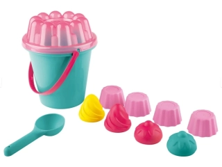 KidLand hračky na písek sada na cupcake s modrým kbelíkem